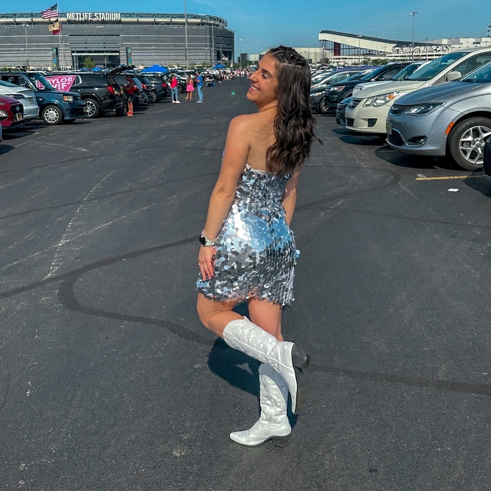 12th tribe Pippa Silver Disco Sequin Mini Dress